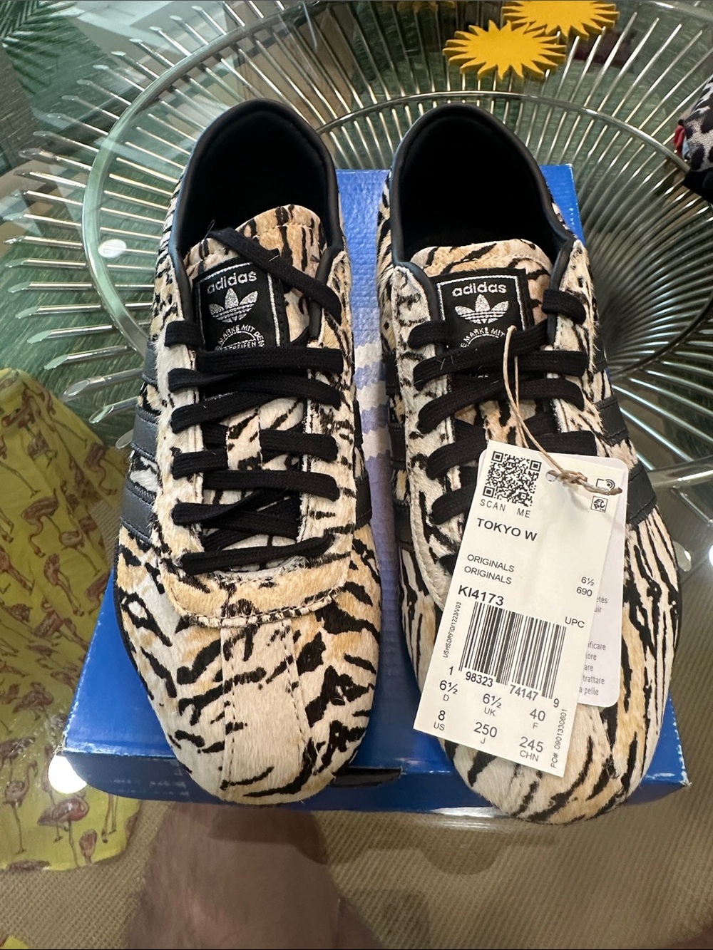 NWT adidas Tokyo W Zebra-Print Sneakers in Black & Cream